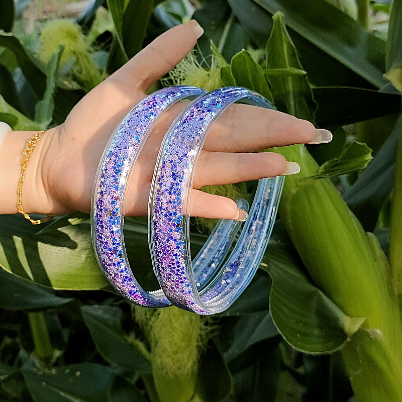 Sequined flowing sand transparent headband, children's headband wholesale new toothed anti-slip hair pressure girls' accessory hair accessory undefined