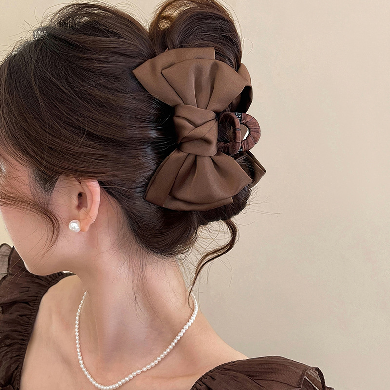 Bow clip women's high-end style 2025 new autumn and winter shark clip large hair volume, back of the head hair clip headwear Specification image