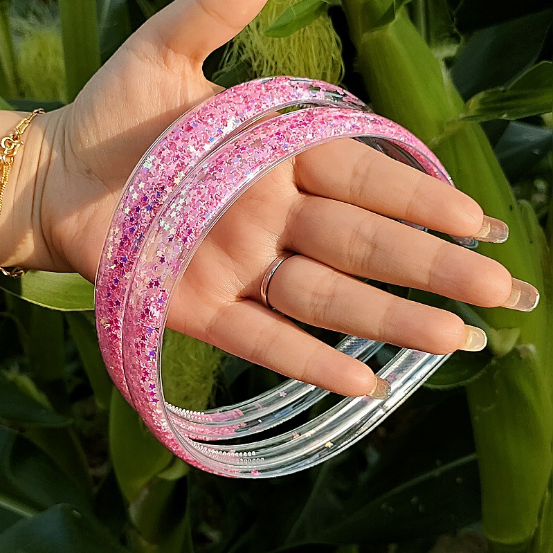 Sequined flowing sand transparent headband, children's headband wholesale new toothed anti-slip hair pressure girls' accessory hair accessory undefined