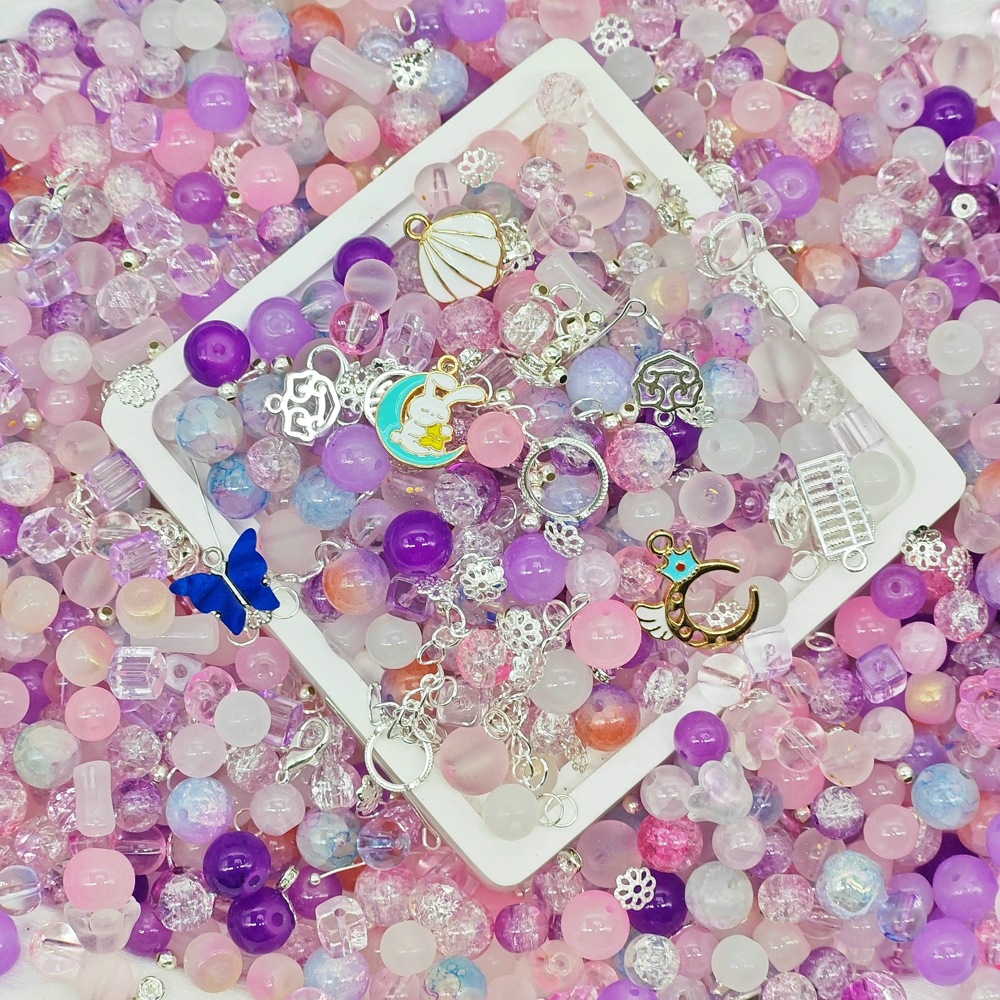 Weigh the scattered beads by jin (4-10MM), mixed color glazed beads, peach blossoms, starry sea, purple Qi Coming from the East, mixed beads undefined