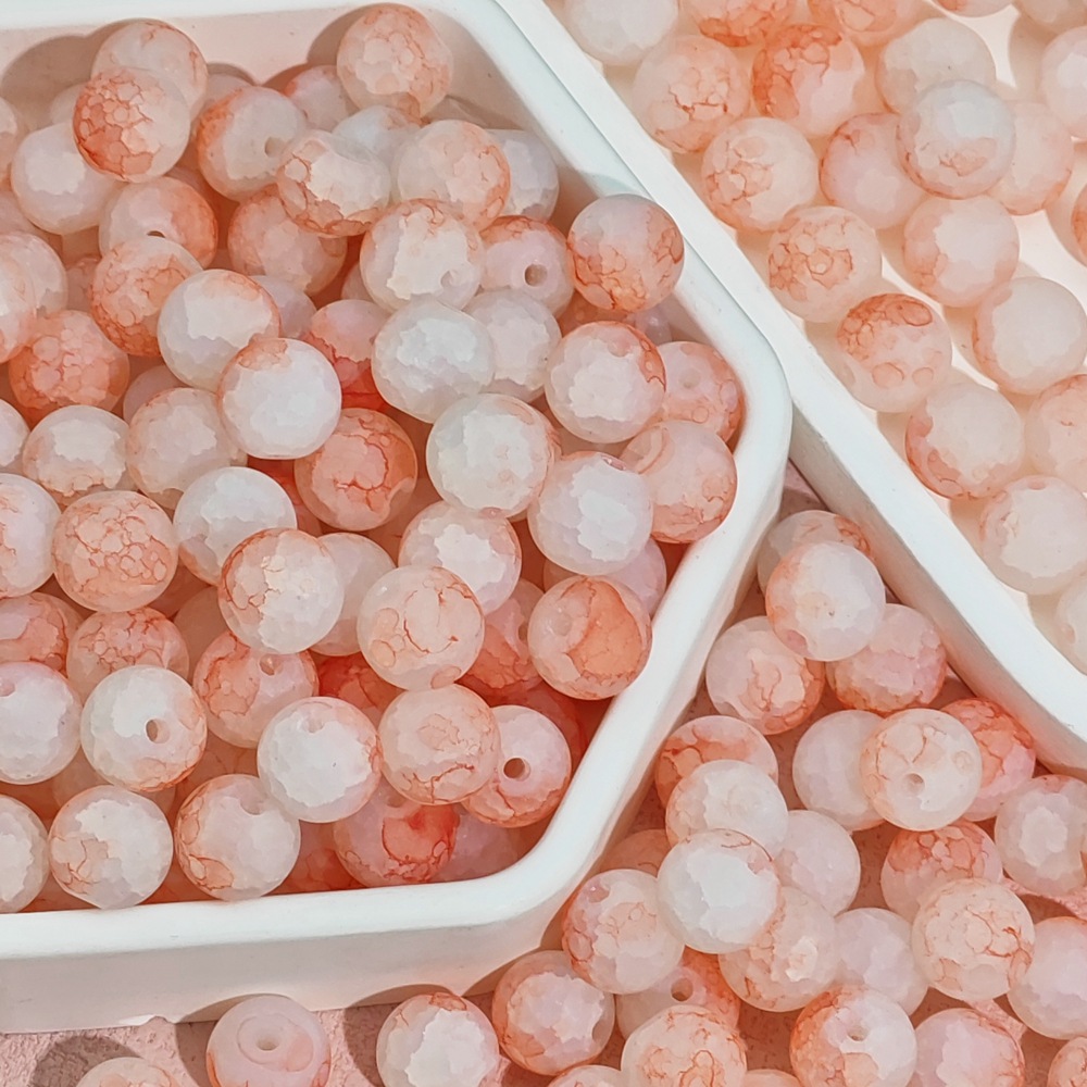 10mm frosted beads, floating flower jade, broken glass beads, round beads, scattered beads, diy handcrafted beaded bracelet, necklace material accessories undefined