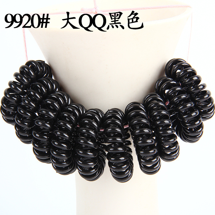 Black telephone line hair tie, large, medium and small sizes, Korean seamless, shiny, high-elastic hair tie, high ponytail hair band for women undefined