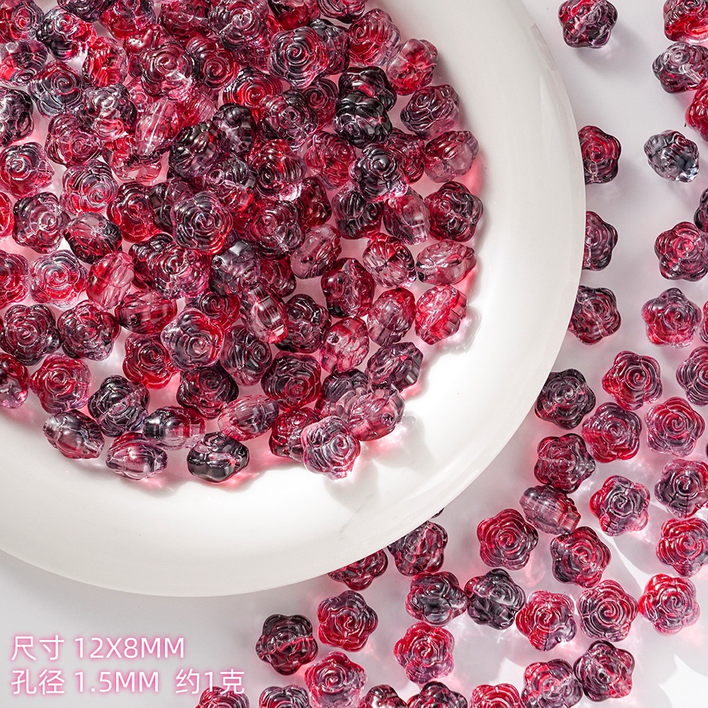 Wholesale of new glass rose, pointed flower, handcrafted beaded DIY bracelets, necklaces, hairpins, accessories and materials undefined
