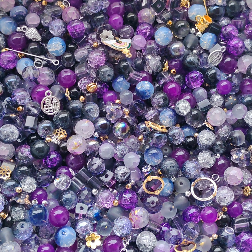 Weigh the scattered beads by jin (4-10MM), mixed color glazed beads, peach blossoms, starry sea, purple Qi Coming from the East, mixed beads undefined