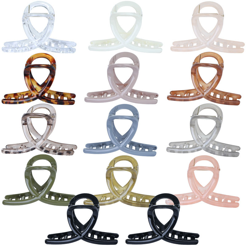 Korean version leopard print acetate fish tail clip, sweet and elegant, scratch-off plate, hair clip, hair accessory, new women's cross ponytail clip set full image