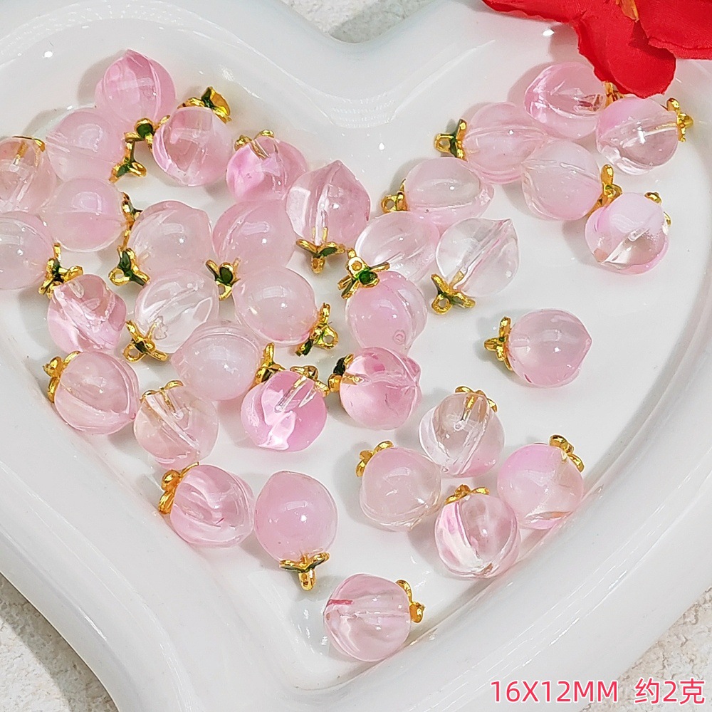 New crystal peach pendant, peach drip slip accessory, bracelet, bracelet, diy jewelry accessory, pendant material undefined