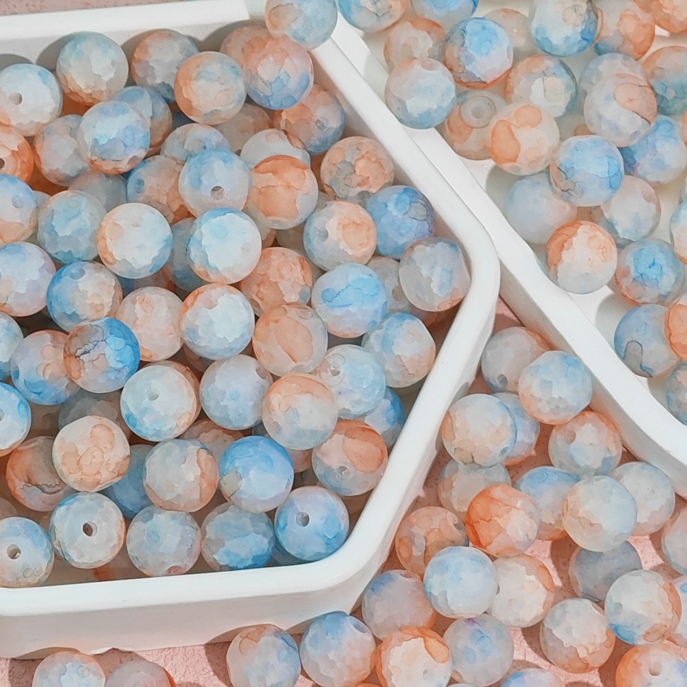 10mm frosted jade fragments, blooming glass beads, scattered beads, handmade DIY bracelet and necklace materials and accessories manufacturer wholesale undefined