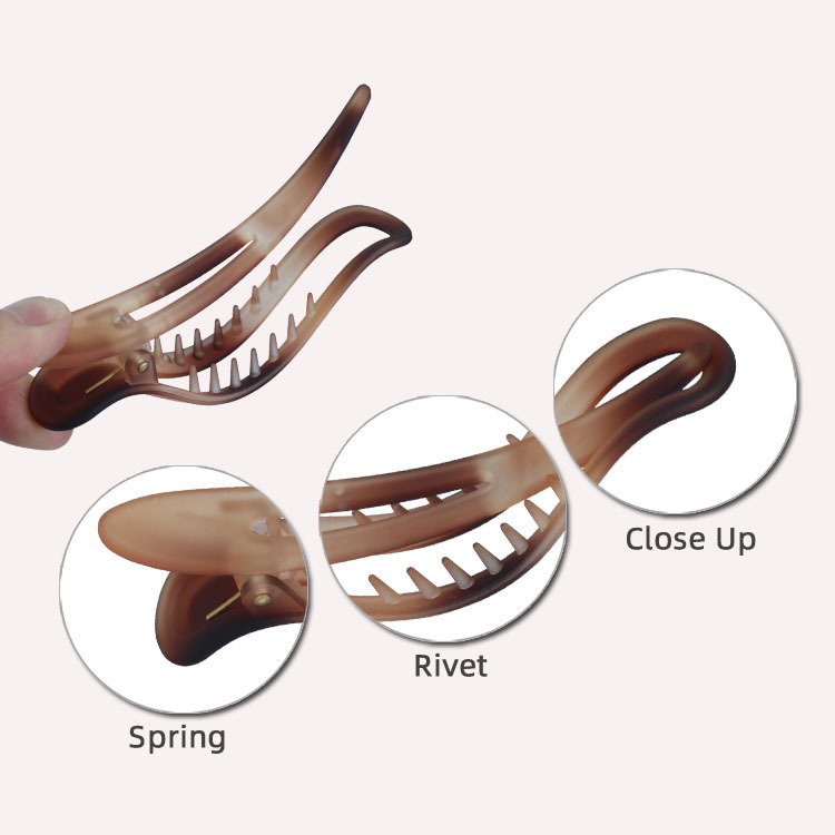 A Korean Instagram influencer with a large duckbill clip, a matte hairpin at the back of her head, a toothed hairpin, and a headpiece Specification image