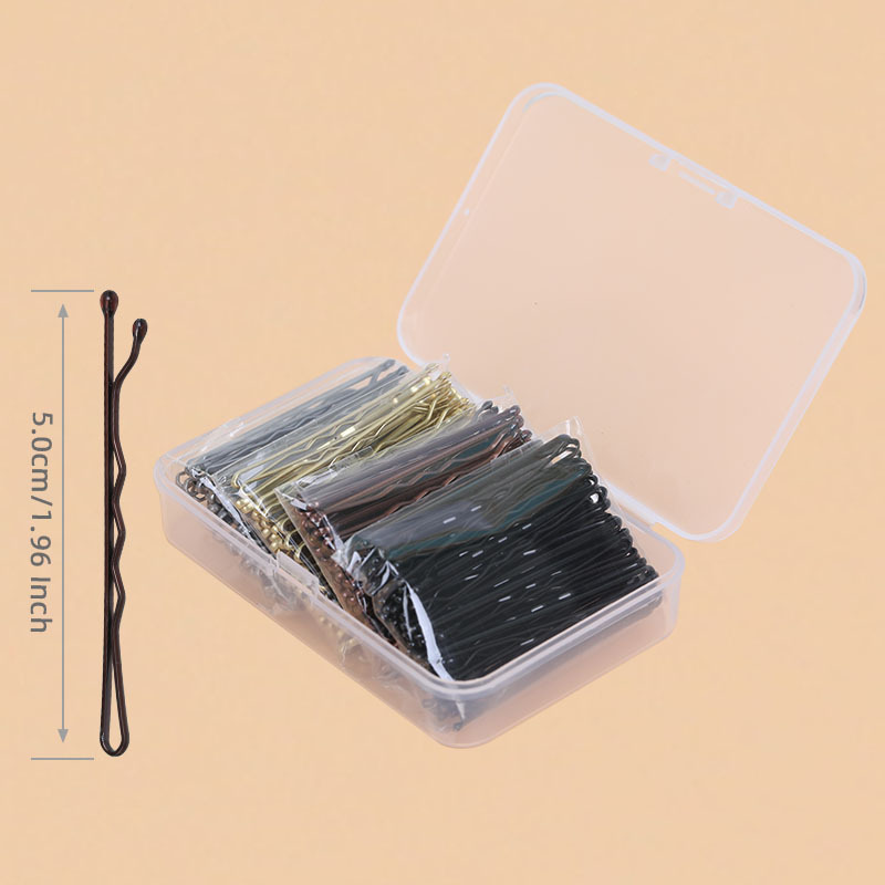 Boxed steel clips, round-head photo studio hair clips, black hair clips, one-line clips, coffee gold and silver lady wavy bangs clips Specification image