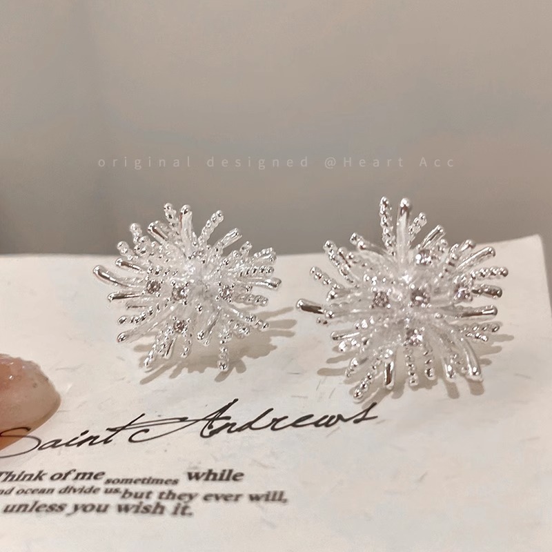 Exquisite firework zircon stud earrings for women 2026 new style, light luxury, high-end and grand earrings, atmosphere, round face earrings undefined