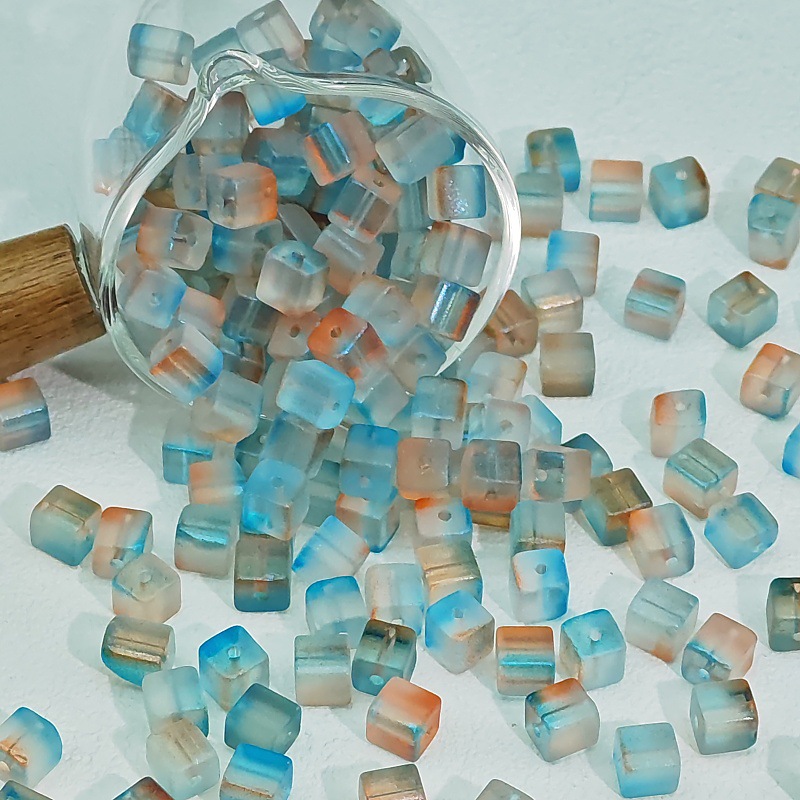 Factory wholesale of 7mm square crystal loose beads of frosted glass sugar for diy handcrafted beaded bracelet materials undefined