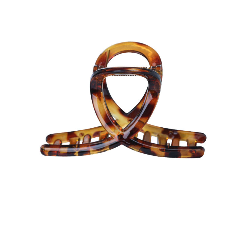 Korean version leopard print acetate fish tail clip, sweet and elegant, scratch-off plate, hair clip, hair accessory, new women's cross ponytail clip set Item Picture