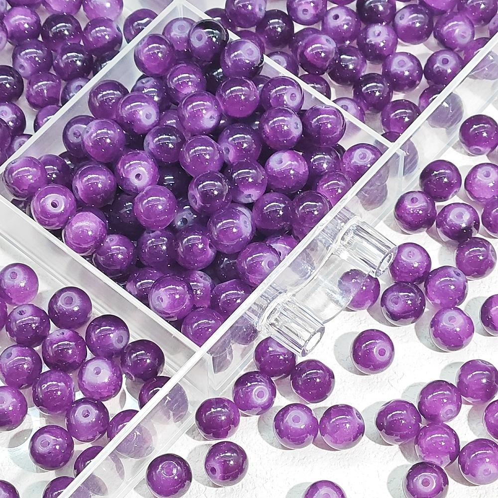 10mm jade broken glass beads, colored glass beads, hand-strung beads, diy bracelet accessories, loose beads, straight hole round beads, material accessories undefined