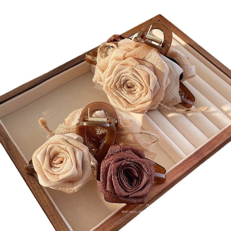 Dry rose flower grab clip for women, 2025 new high-end large shark clip for the back of the head, hairpin headwear Item Picture