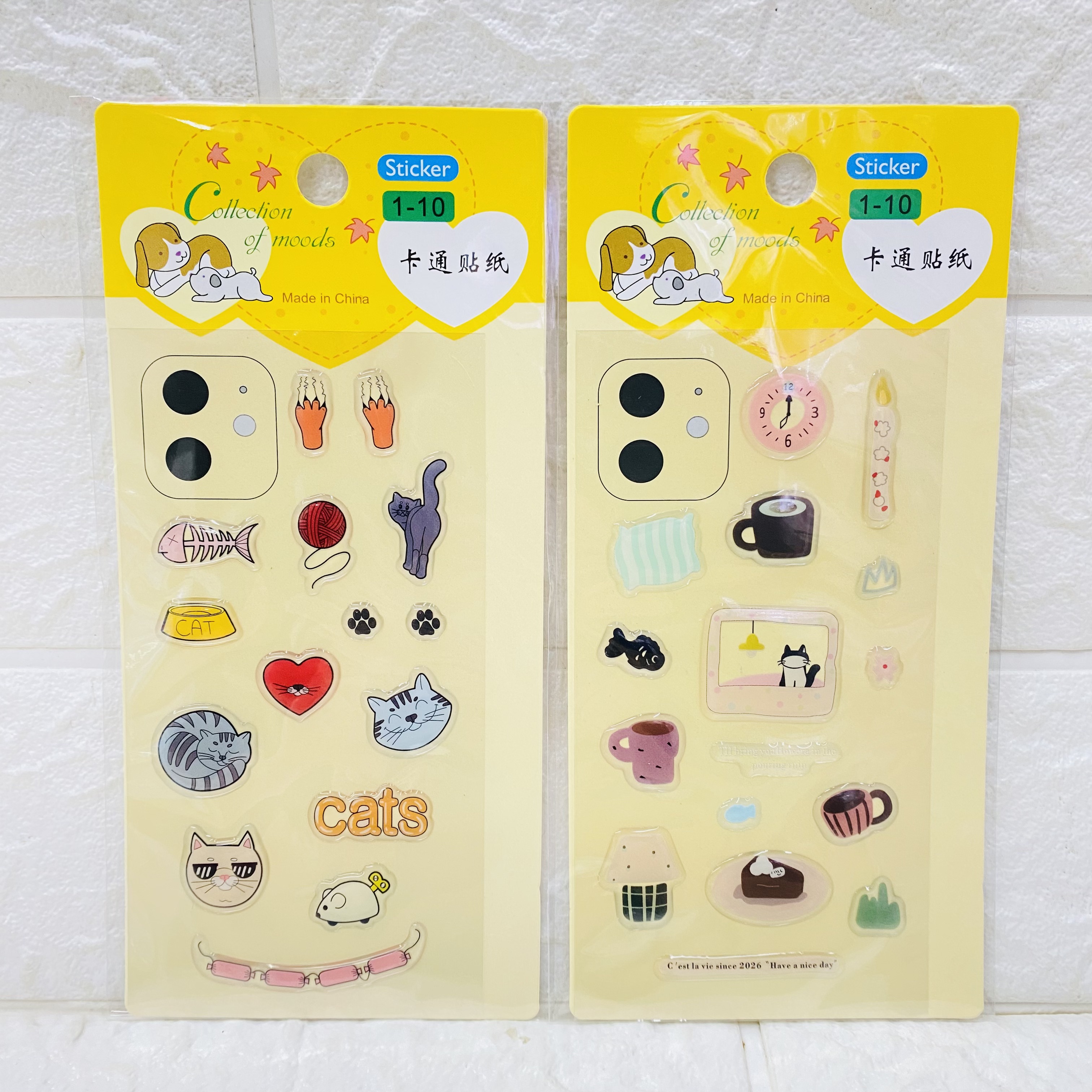 Cartoon crystal resin stickers for puppies, cats and mobile phones, cute crystal resin diy decorative planner stickers Specification image