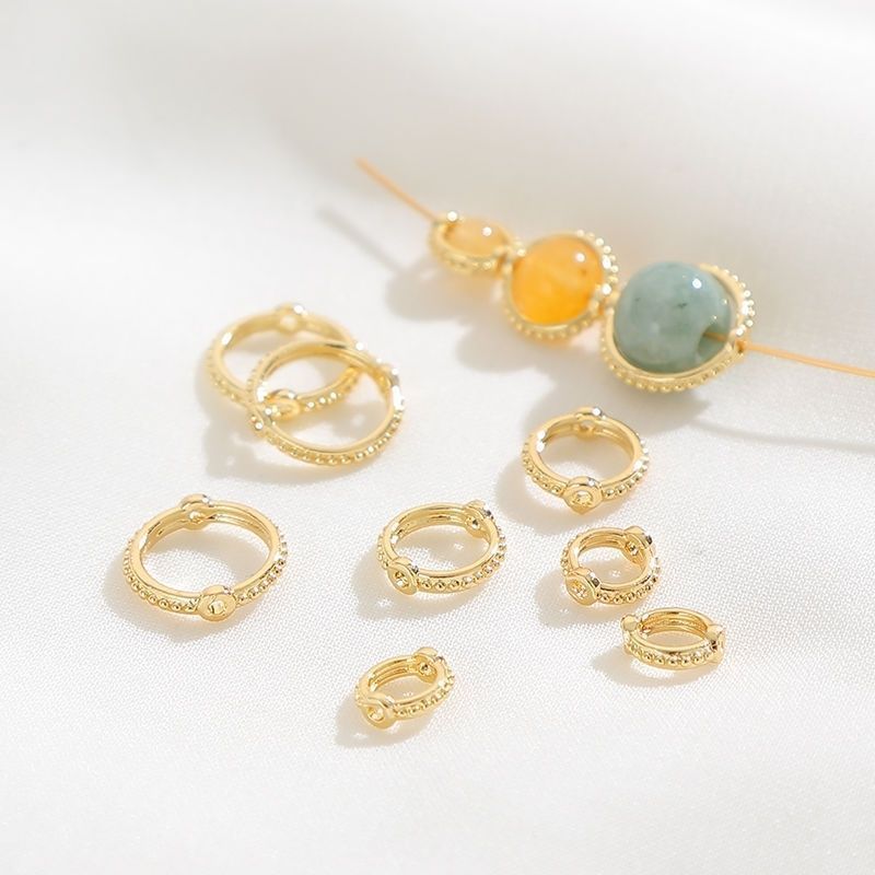 18K real gold color-retaining lace beaded ring, twisted double-hole bead ring, hand-strung beads, diy accessory pearl ring 18K real gold color-retaining lace beaded ring, twisted double-hole bead ring, hand-strung beads, diy accessory pearl ring