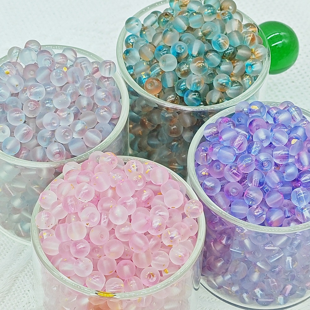 6mm/8mm超优质透明磨砂珠琉璃散珠子手工diy手链项链配件材料批发