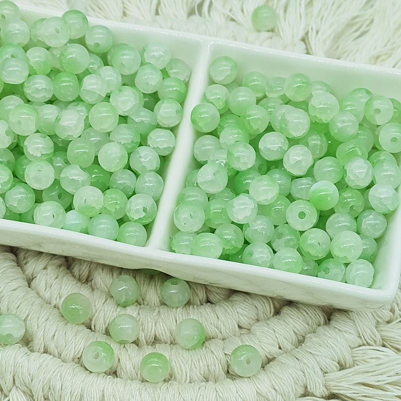 6mm jade broken glass beads, new ice-cracked beads, fresh and sweet diy accessories, fashionable scattered beads bracelet, small round beads undefined
