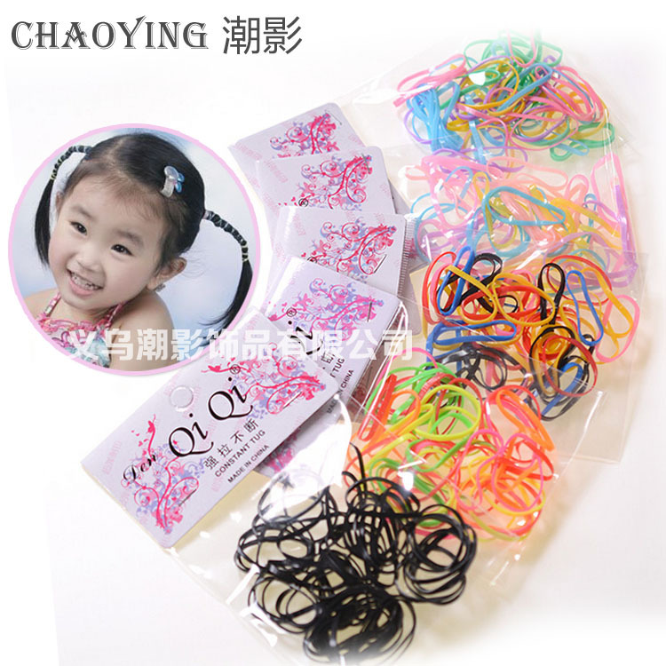 Korean mini strong-pull, candy-colored disposable children's hair ties for girls, 2-yuan store supply full image