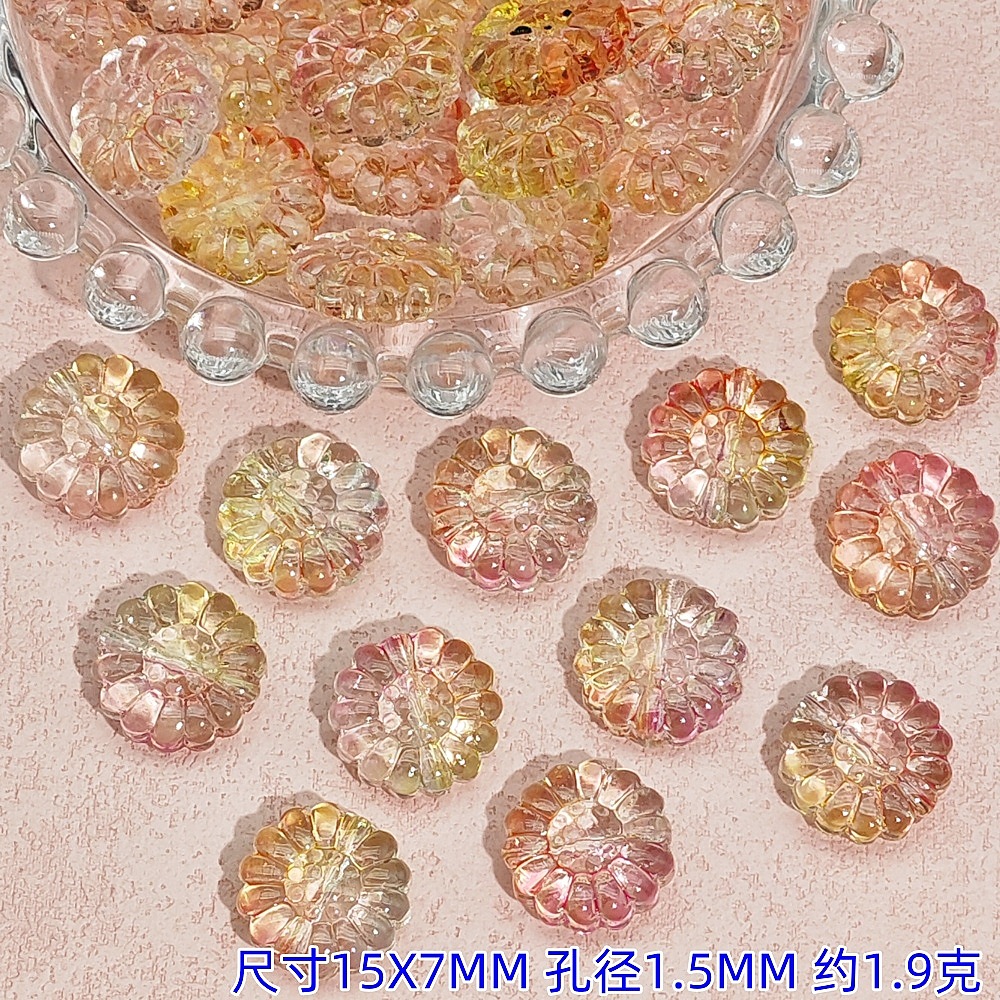 diy handcrafted glass sunflower straight-hole sunflower accessories, hairpins, bracelets, necklaces, beaded material jewelry undefined
