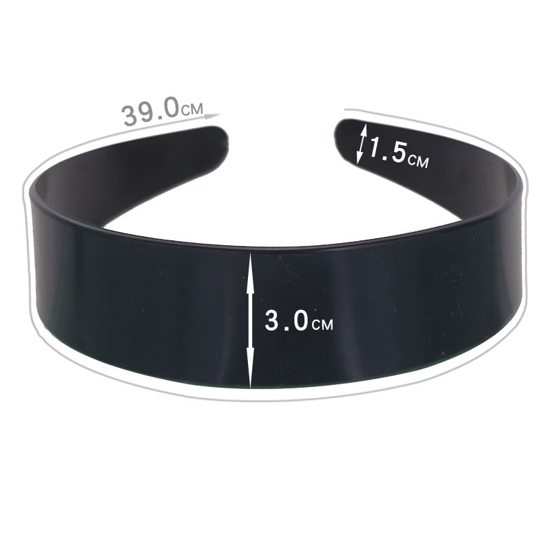 DIY Korean version 3.0CM hair band, ABS black plastic wrapped fabric headband, wide flat, toothless plastic hair accessory details Picture