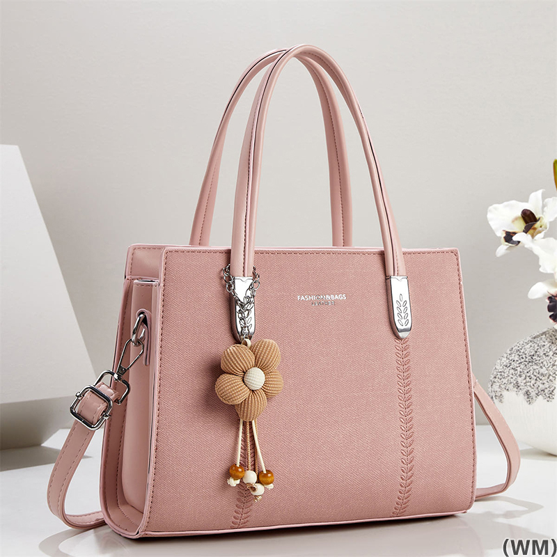 Blue leather bag set, document bag, shoulder bag, handbag, handle, pearl outer wrap details Picture