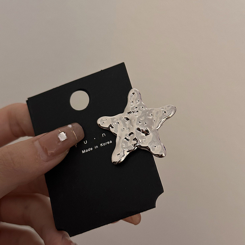 Hui Xian's new Korean-style niche design five-pointed star hair clip, women's metal star bangs clip, side clip undefined