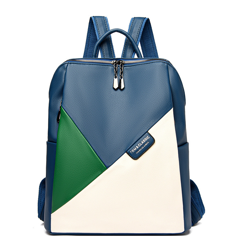 Fashion backpack for women 2024 New large-capacity trendy spliced women's backpack, Hong Kong-style soft leather bag undefined