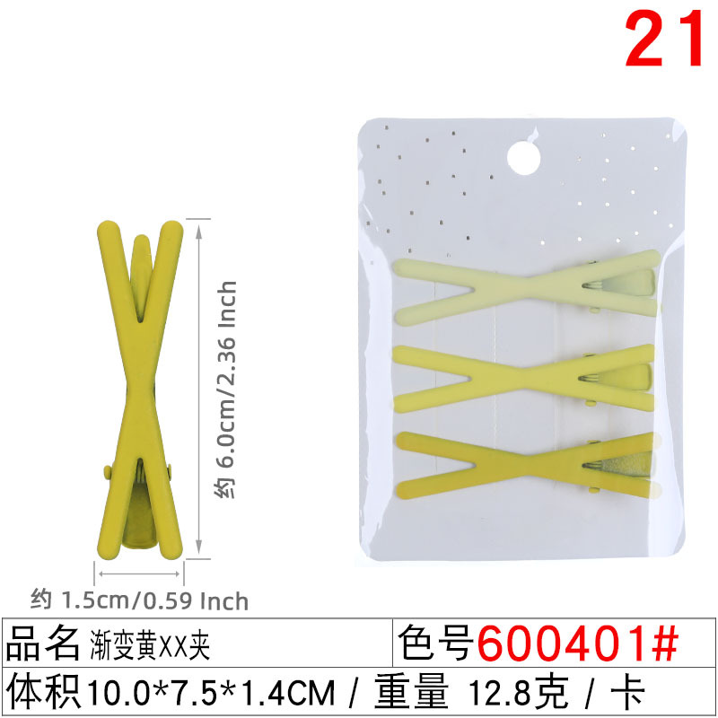 Korean sweet girl-style gradient cross hairpins, bangs clips, broken hairpins, cute ins side clips, candy-colored cards undefined