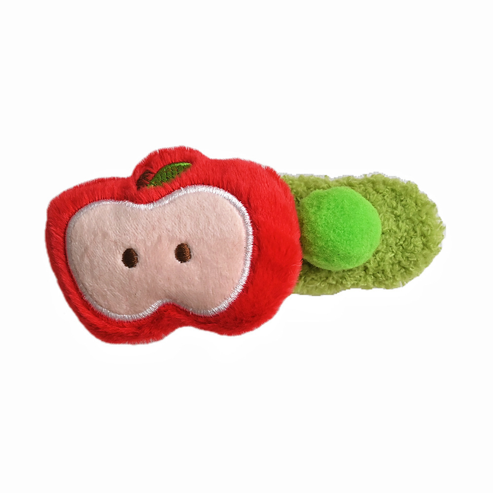 Plush red apple hair clips, large duckbill clips at the back of a woman's head, updo bangs clips, cute hair accessories wholesale Item Picture