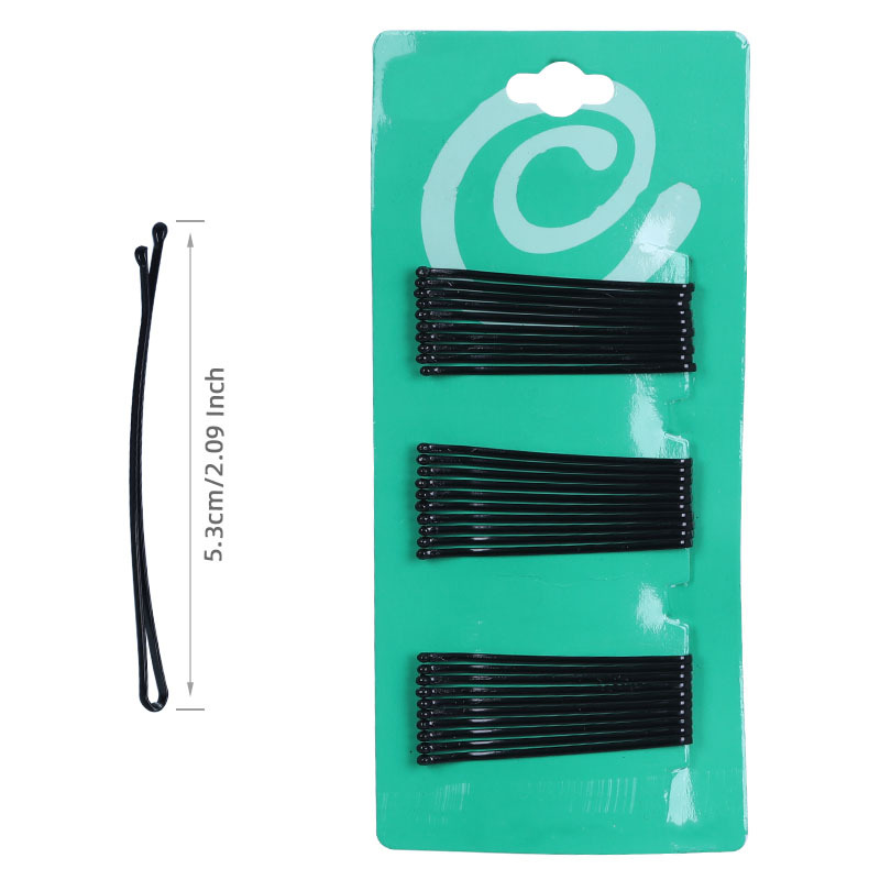 5cm green card black curved small hairpin, simple hairpin, women's broken hair one-piece clip, 2-yuan store hair fixing steel details Picture
