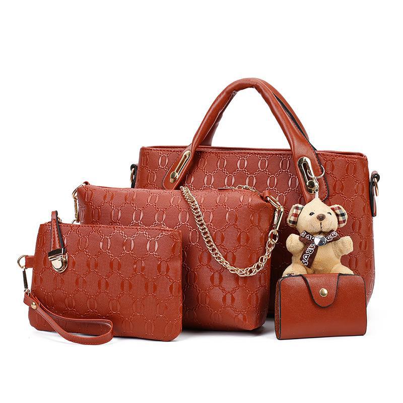 Women's bag 2023 European and American four-piece set mother-and-child bag Large capacity single-shoulder hand-carry crossbody bag manufacturer wholesale embossed design Application Scenario