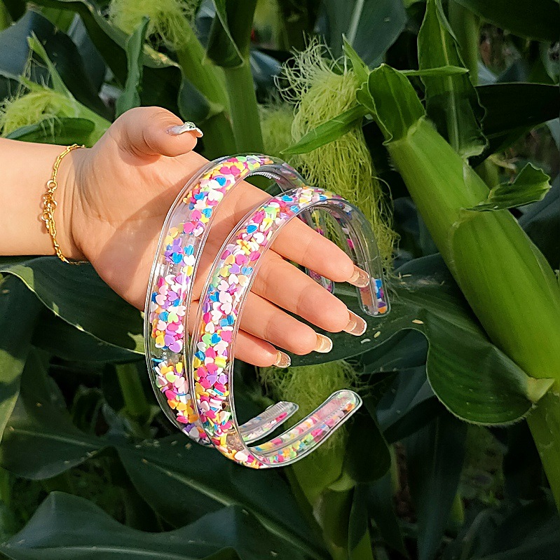 Sequined flowing sand transparent headband, children's headband wholesale new toothed anti-slip hair pressure girls' accessory hair accessory undefined