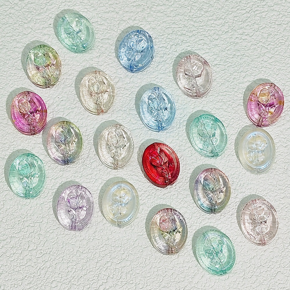 15x18mm oval glass flower brand glass rose through-hole beaded diy handmade necklace and bracelet material accessories Application Scenario