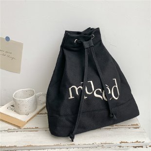 New Korean version backpack, simple letter printed canvas bag, hand-held large-capacity shopping bag, student bucket bag undefined
