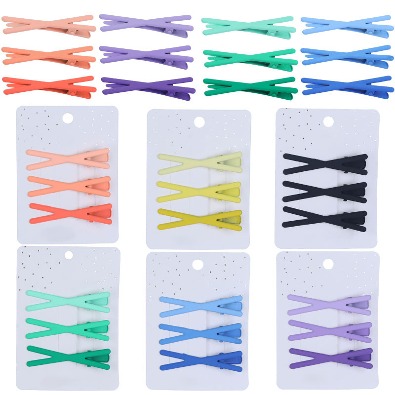 Korean sweet girl-style gradient cross hairpins, bangs clips, broken hairpins, cute ins side clips, candy-colored cards Specification image
