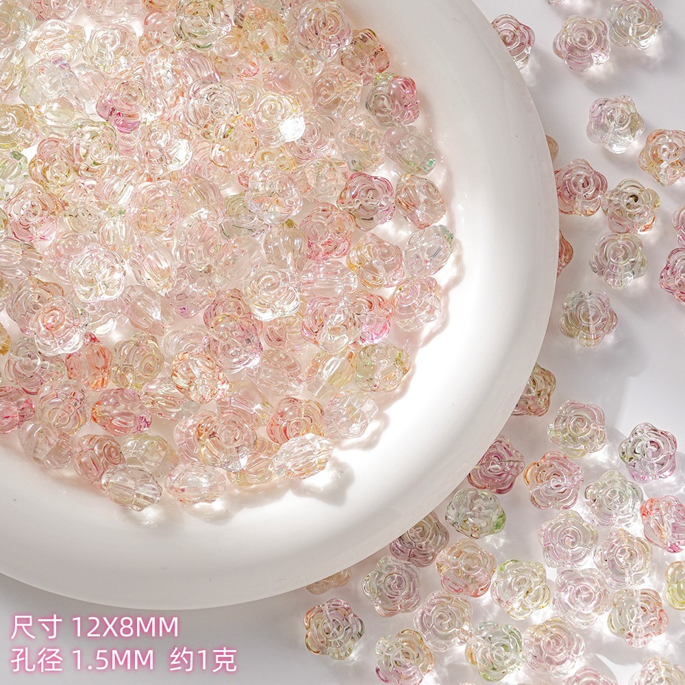 Wholesale of new glass rose, pointed flower, handcrafted beaded DIY bracelets, necklaces, hairpins, accessories and materials undefined