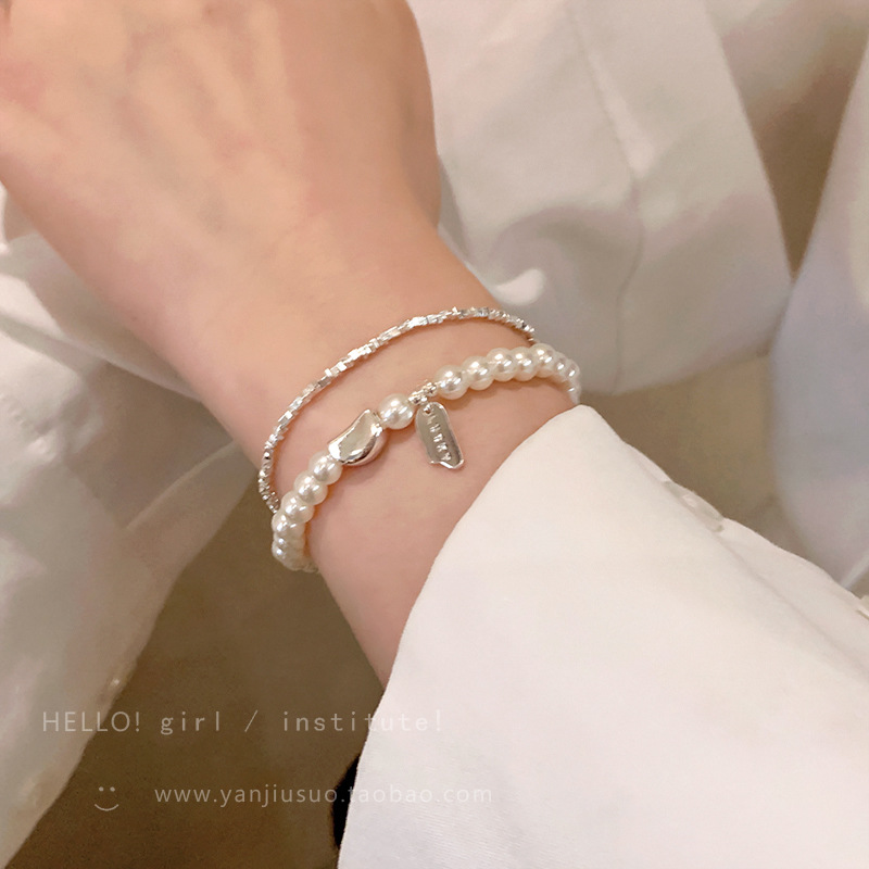 Silver pearl bracelet for Women, 2025 new style, light luxury, high-end, niche and exquisite layered bracelet accessory