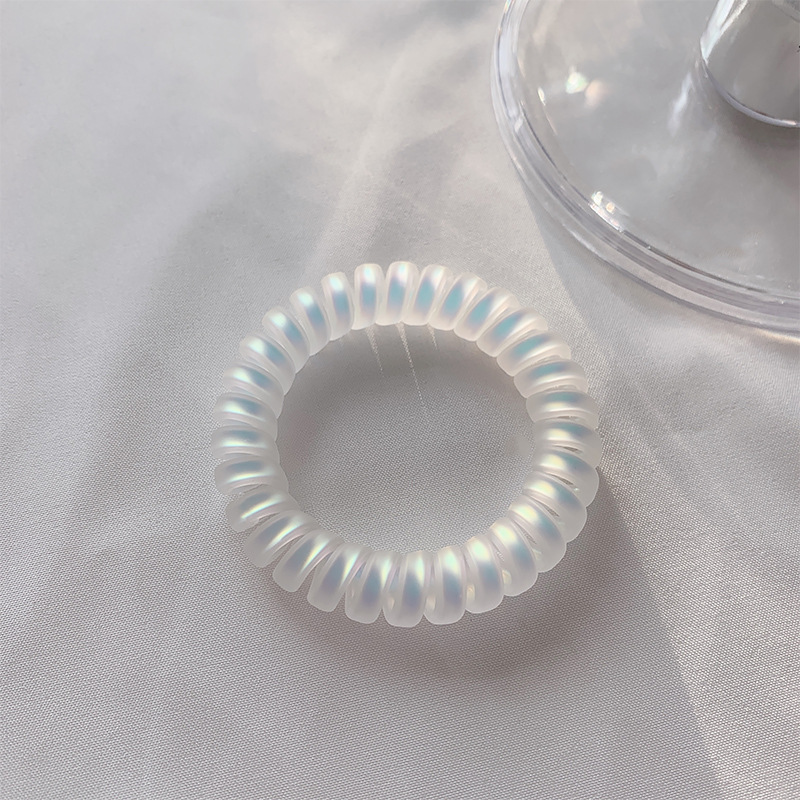 Cold and elegant white transparent telephone line hair tie, large and simple hair band, hair tie rubber band, popular online hair tie wholesale undefined