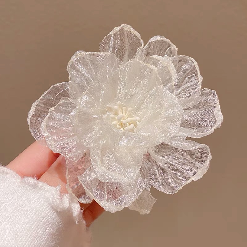 Caro's same rose flower hair clip for women, with a high-end and exquisite shark clip at the back of the head, and a large size for summer undefined