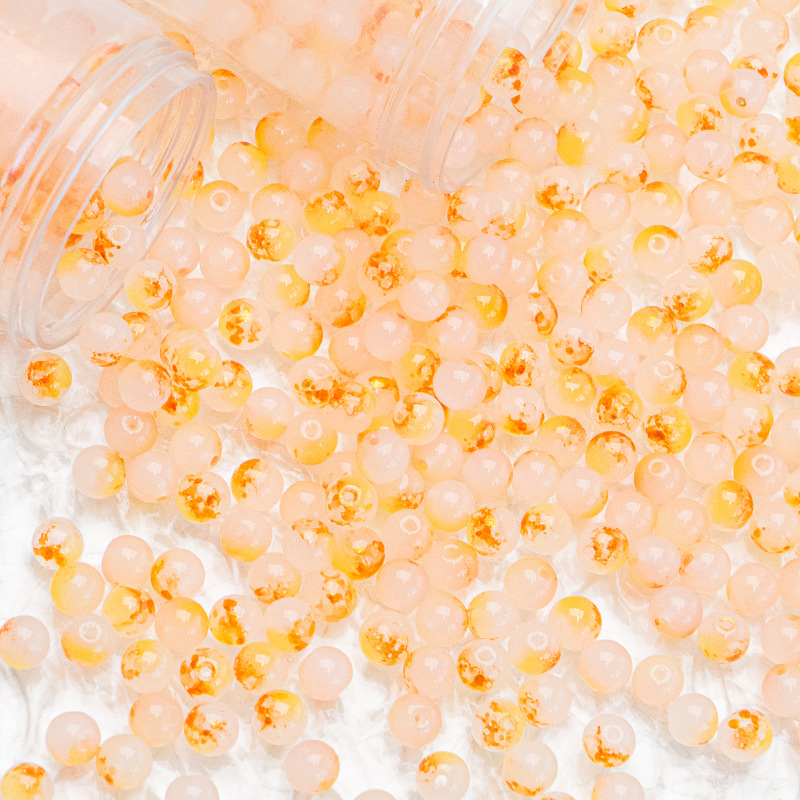 Wholesale of 8mm - 10mm jade material, ink-wash gold-sprinkled glazed glass beads, loose beads, hand-strung beads, DIY jewelry accessories materials undefined