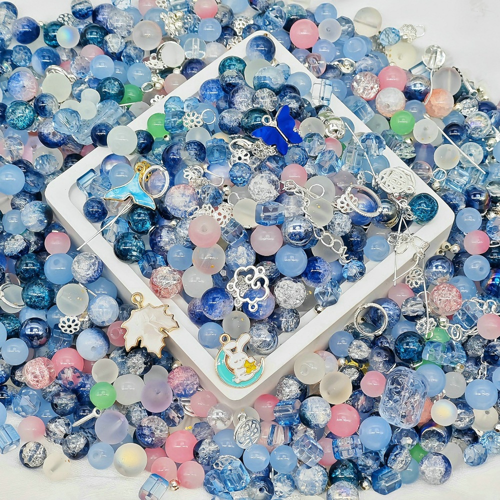 Weigh the scattered beads by jin (4-10MM), mixed color glazed beads, peach blossoms, starry sea, purple Qi Coming from the East, mixed beads undefined