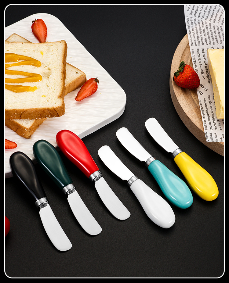 Cross-border 410 stainless steel ceramic handle butter knife, cream knife, bread jam spatula, butter dessert cheese knife pic 12