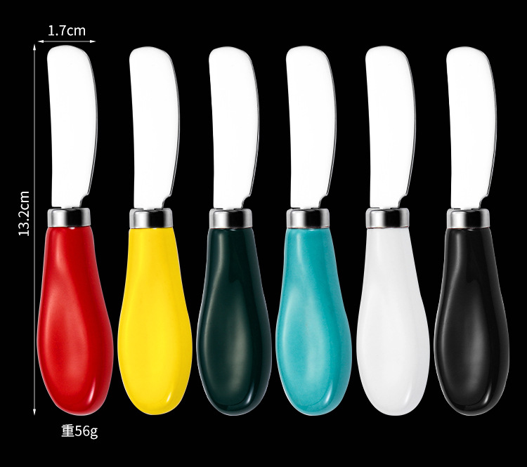 Cross-border 410 stainless steel ceramic handle butter knife, cream knife, bread jam spatula, butter dessert cheese knife pic 2