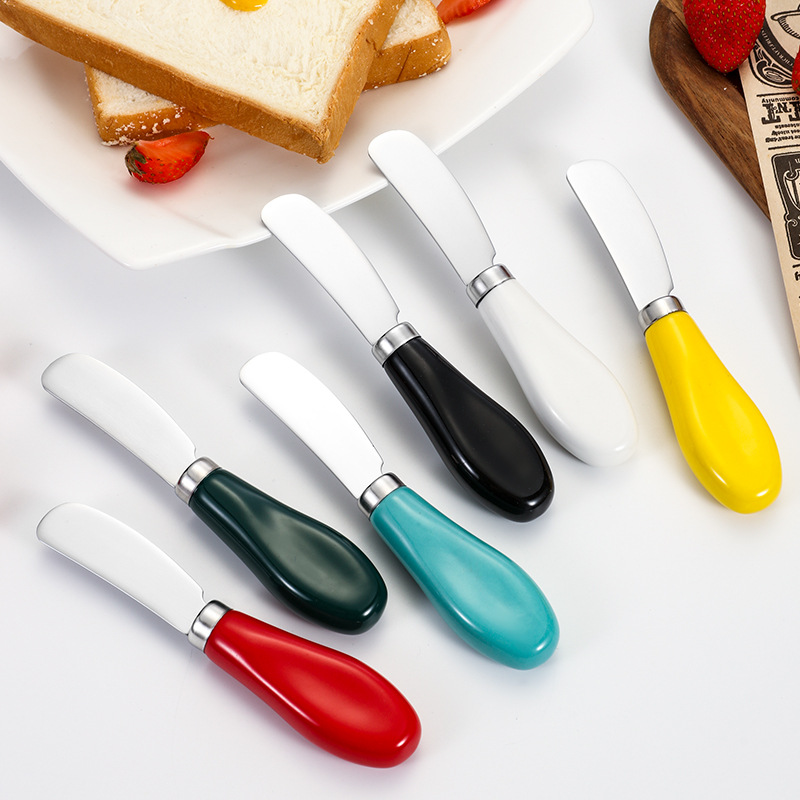 Cross-border 410 stainless steel ceramic handle butter knife, cream knife, bread jam spatula, butter dessert cheese knife Specification image
