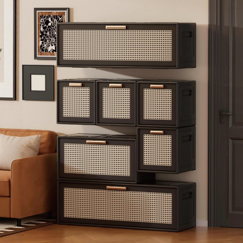 【CL】26Q2#2071-1/3-2072-1/3-2073-1/3 Imitation rattan folding cabinet Application Scenario