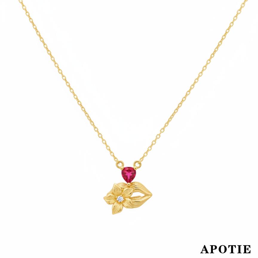 APOTIE opperdi rotary pequeña flor flor de beso s925 tonal plata diseño de nicho joyería de plata cadena de clavicular disponible al por mayor pic 4