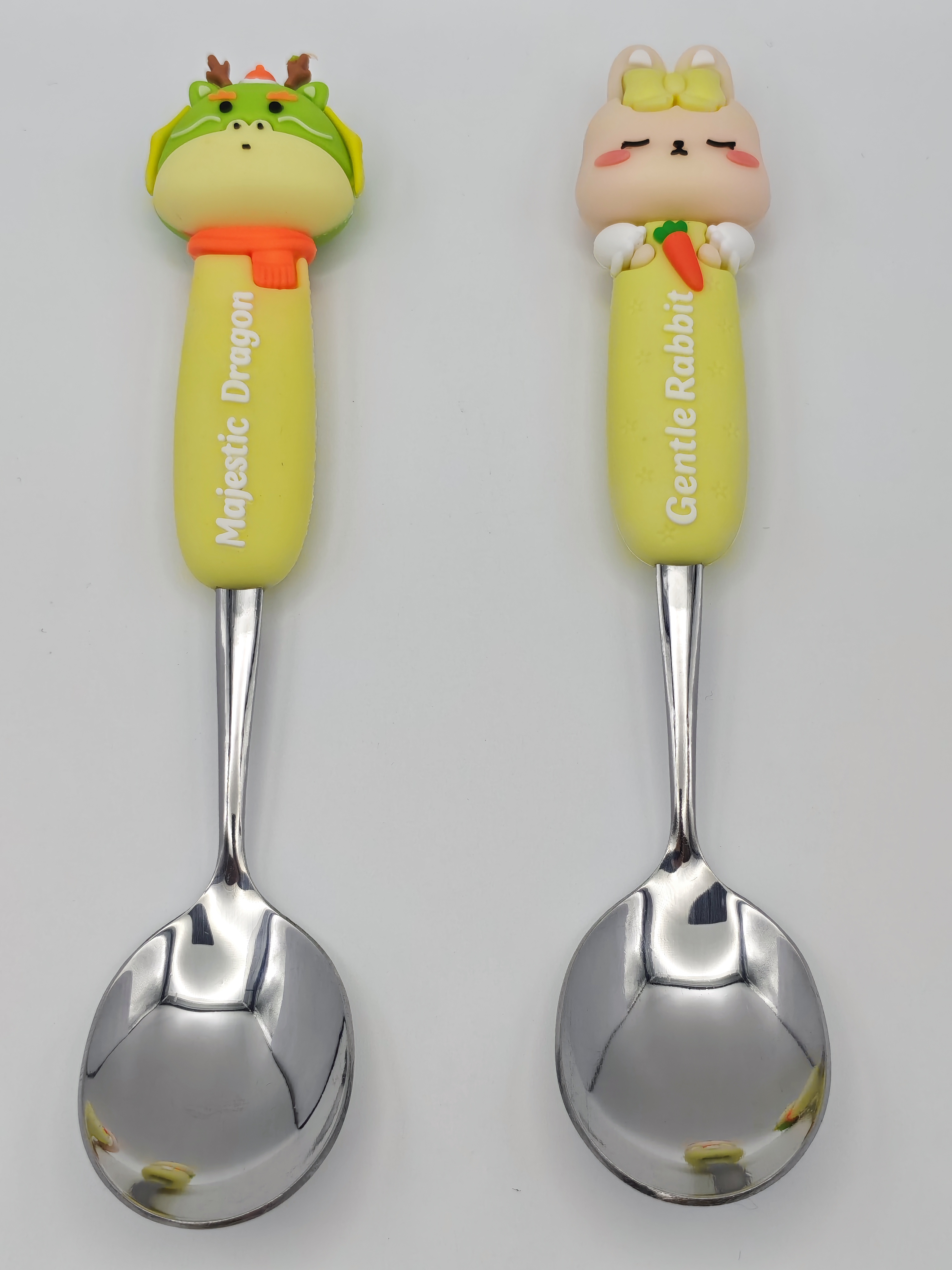 Cartoon animal silver stainless steel spoon and fork 410 Twelve Chinese zodiac animal spoon and fork pic 2