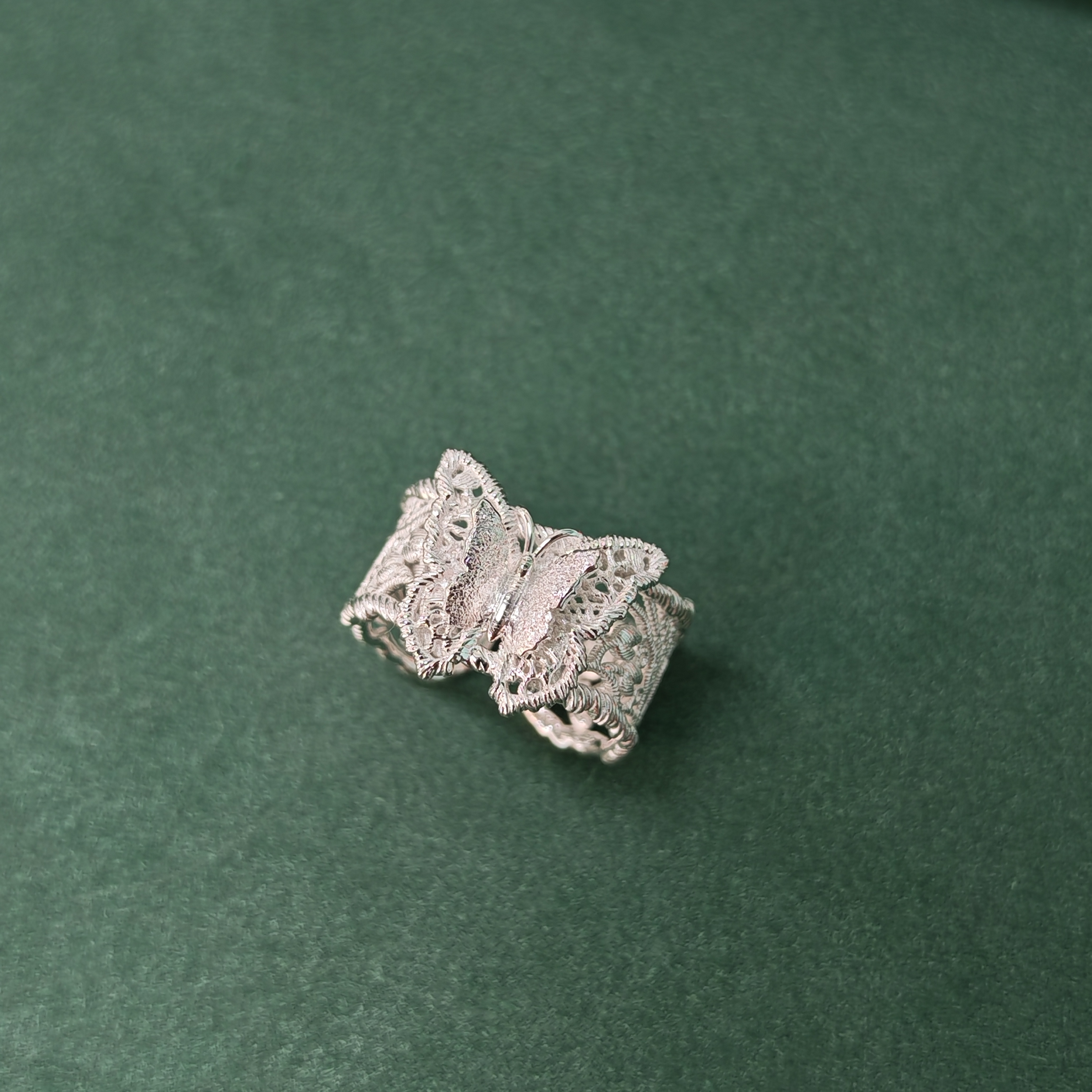 APOTIE欧珀谛蕾丝蝴蝶立体镂空开口s925银时尚流行饰品戒指可批发详情1