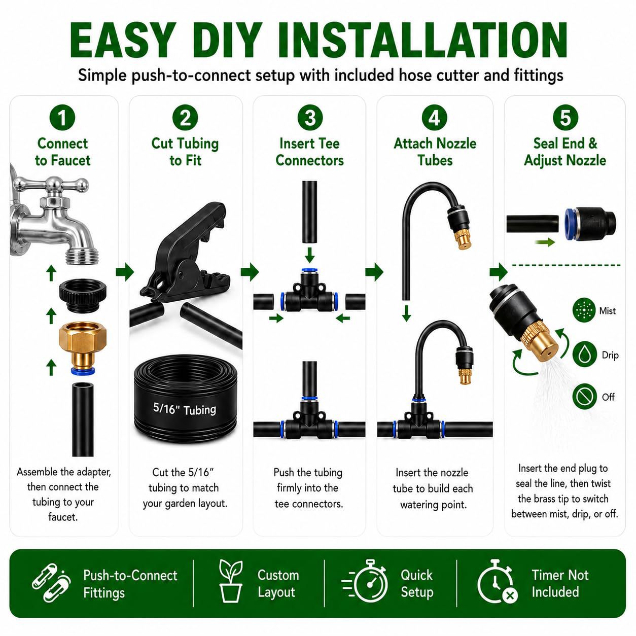 Universal curved rod atomizing nozzle, automatic watering wonder for balconies and gardens, fence spray cooling micro-spray system Item Picture
